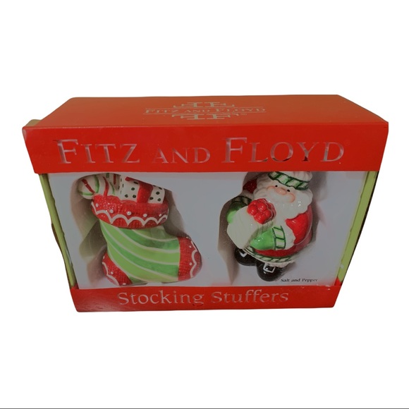 NEW Fitz and Floyd Santa Claus and Stocking Salt and Pepper Shakers in Box - Picture 5 of 5